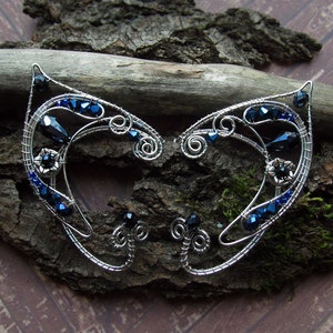 Elf Ears Black Ear cuff Elf Ear cuff Silver Ear cuff Blue Ear Cuff Elven ears Elf earrings Non Piercing Wire wrapped ear cuff Fairy ears