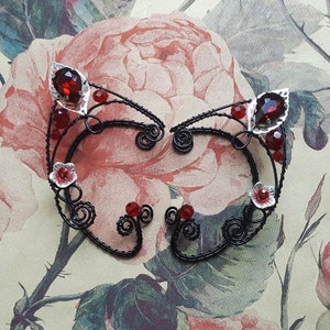 Elfenohren Schwarz Ohrmanschette Elfen Ohrmanschette Rot Ohrmanschette Gothic Ohrmanschette Elfen Ohren Elfenohren Piercing Draht gewickelt Ohrmanschette Feenohren