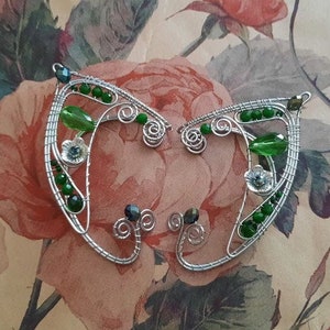 Elf Ears Green Ear cuff Elf Ear cuff Silver Ear cuff Blue Ear Cuff Elven ears Elf earrings Non Piercing Wire wrapped ear cuff Fairy ears