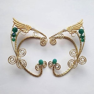 Wings Ear cuffs Elf Ear Cuff Gold Ear Cuff Elven ears Elf earrings Cuff Non Piercing Wire Jewelry Wire wrapped ear cuff Jewelry