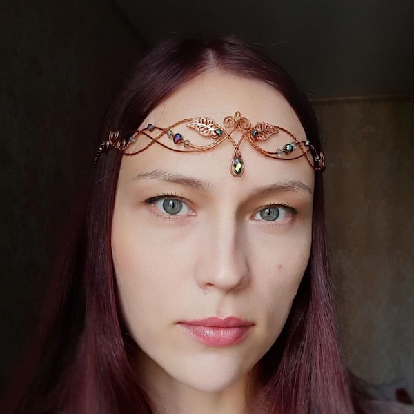 Tiara Elven Tiara Diadem Elvish Tiara Rose Gold Tiara Elven Diadem Elven Crown Elven Headpiece Elven Circlet Elf Jewelry Fairy Cosplay Tiara