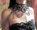 Black Necklace Shoulder Necklace Gothic Couture Choker Bohemian Jewelry Goth Victorian Mylene Farmer Crystal Necklace