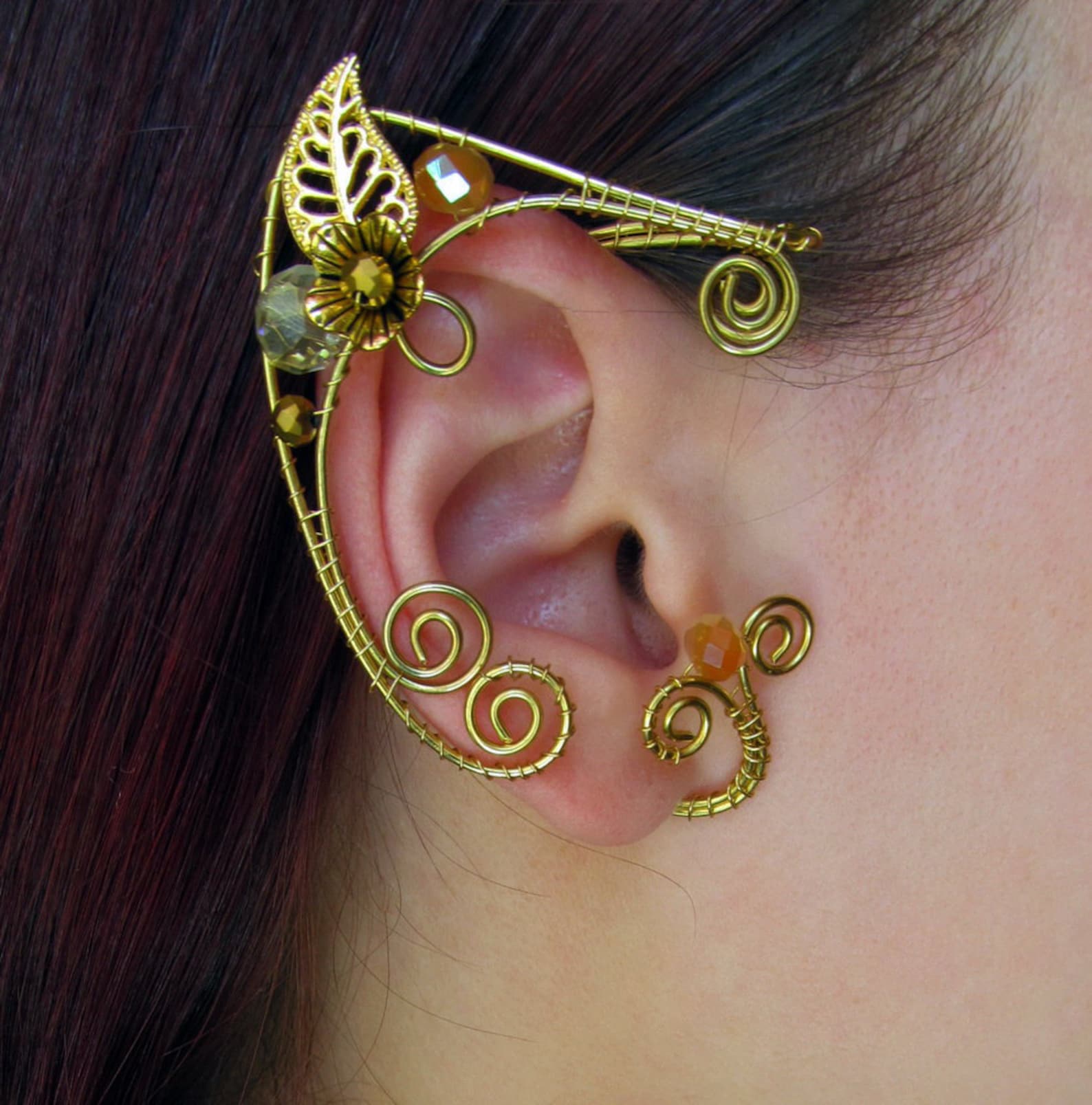 Elf Ear Cuff Green Ear Cuffs Gold Ear Cuff Red Ear Cuff Elven Etsy