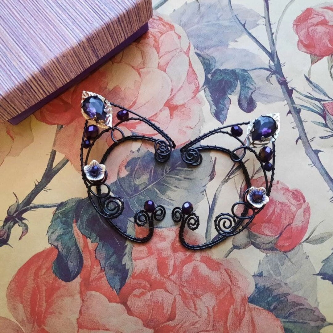 Elf Ears Black Ear Cuff Elf Ear Cuff Violet Ear Cuff Gothic Ear Cuff