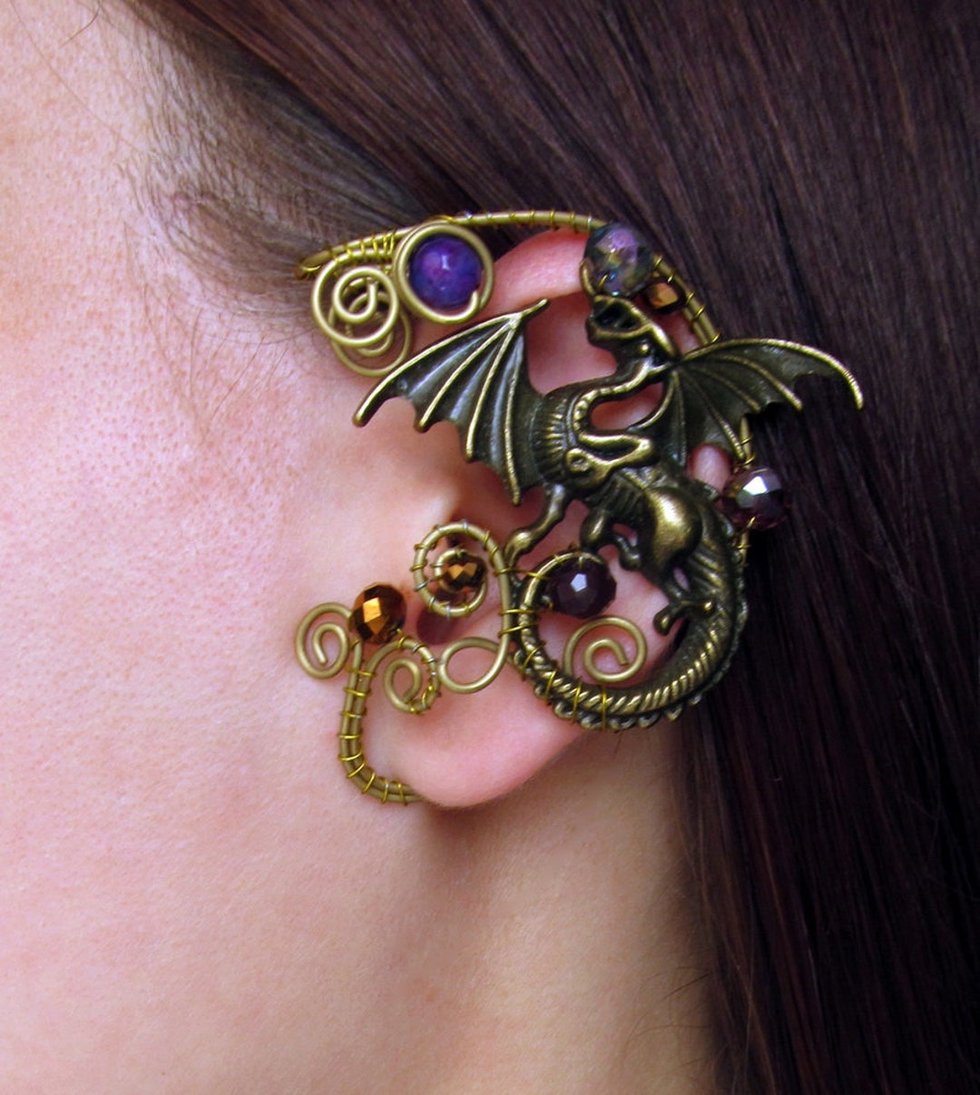 Dragon Ear Cuff Dragon Purple Ear Cuff Wire Jewelry No Etsy