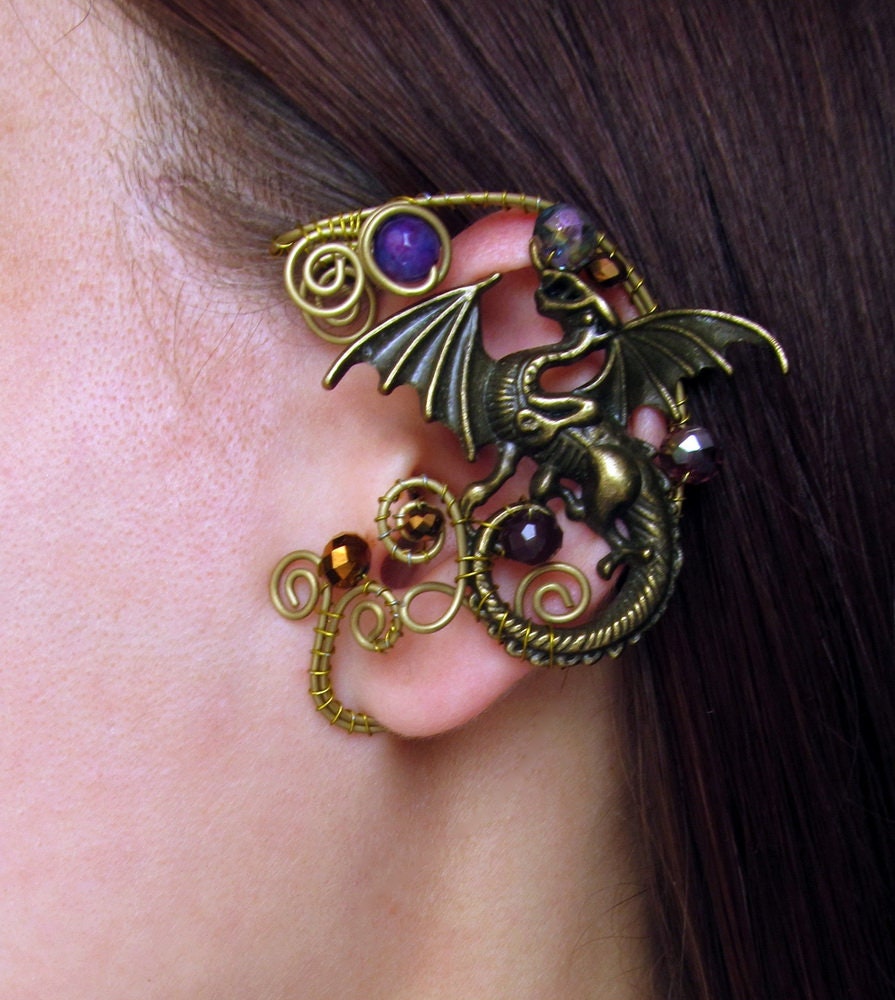 Dragon Ear Cuff Dragon Purple Ear Cuff Wire Jewelry No Etsy