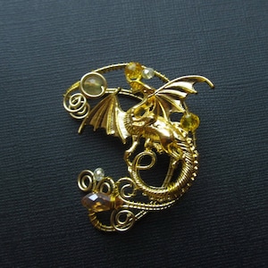 Dragon Ear Cuff Wire Jewelry No Piercing Ear Cuffs Gold dragon Wire Jewelry Wire wrapped ear cuffs Jewelry