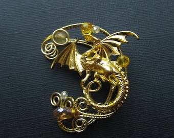 Dragon Ear Cuff Wire Jewelry No Piercing Ear Cuffs Gold dragon Wire Jewelry Wire wrapped ear cuffs Jewelry