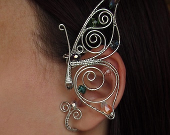 Elfen Ohren Schmetterling Ohrmanschette grün Ohrmanschette Elf Ohrmanschette Elfen Ohren Elfen Ohrringe Draht Schmuck Kein Piercing Ohrmanschetten Draht gewickelt Ohrmanschette