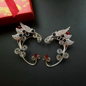 Wings Ear cuffs Elf Ears Cuff Silver Fairy ears Elven ears Elf cosplay Elf earrings Cuff Non Piercing Wire Jewelry Wire wrapped ear cuffs