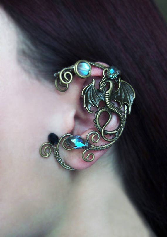 Dragon Ear Cuff Blue Ear Cuff Wire Jewelry Fantasy Decoration Etsy