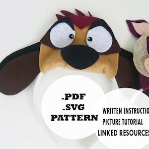 Patron Timon pour serre-tête, Patron SVG, Patron téléchargeable, Instructions PDF, Instructions PNG, Costume d'Halloween de lion, Déguisement Timon