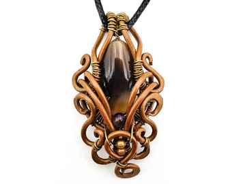 Copper Wire Weave Wire Wrap Pendant necklace Gift For Mom Agate Necklace Aztec Pendant Crystal Pendant Necklace Vintage Pendant