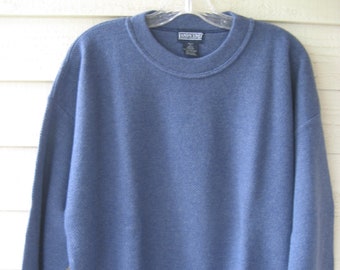 LANDS' END Men's Crewneck Lambswool Medium Blue Sweater, Size Medium