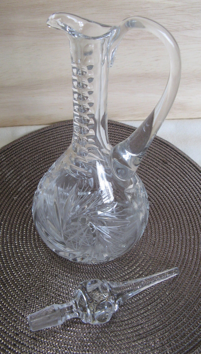 Tall Leaded Crystal Decanter With Handle and Stopper Etsy