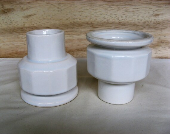 Par de candelabros de cerámica blancas de 2 pulgadas o 3 | Etsy