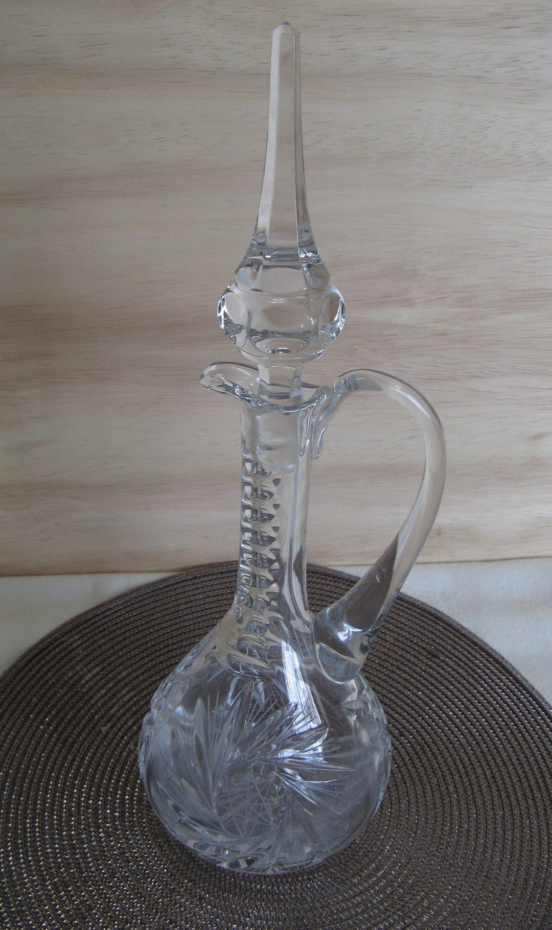 Tall Leaded Crystal Decanter With Handle and Stopper Etsy