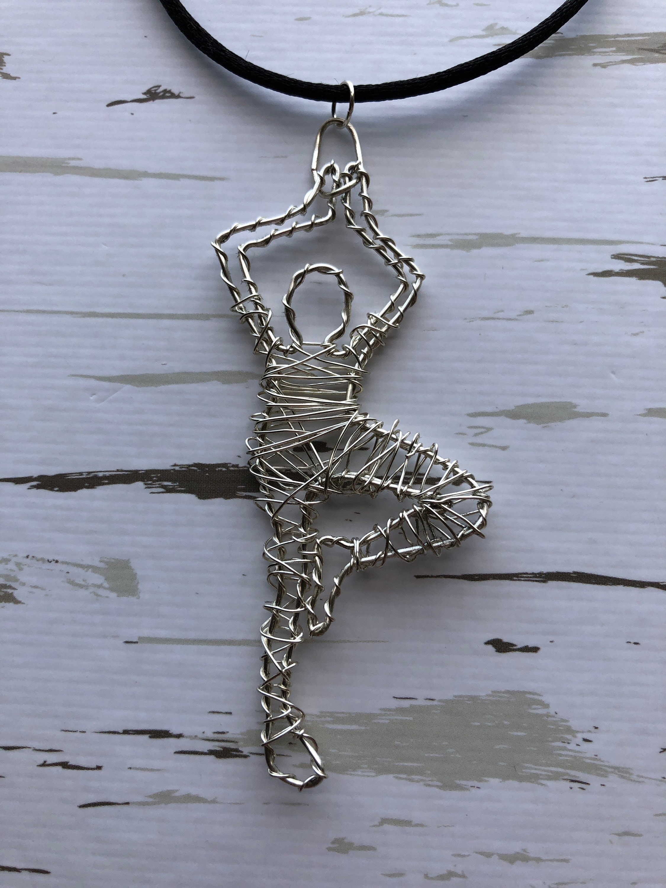 Yoga Jewelry Wire SculptureYoga Pose Necklace Yoga Tree Etsy