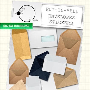 以下が含まれることがあります： 印刷可能な封筒ステッカーのセット。ステッカーは、窓付きの長方形の封筒、正方形の封筒、三角形の封筒など、さまざまなサイズと形があります。ステッカーはすべて、ビンテージ調の茶色です。