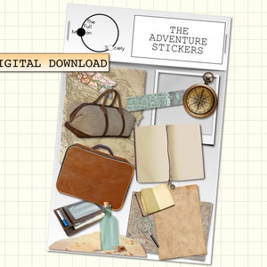 The Adventure DIGITAL Planner Stickers. 11 realistic travel clipart for digital bullet journal, goodnotes,ipad etc.The Full Moon Society.