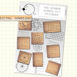 The Rubber Stamps Kit DIGITAL Planner Stickers.16 realistic clipart for digital bullet journal, goodnotes,ipad etc.The Full Moon Society. image 1