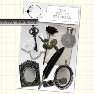 The Gothic DIGITAL Planner Stickers.9 realistic gothic novel clipart for digital bullet journal, goodnotes, ipad etc. The Full Moon Society.