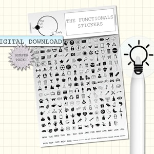 The Functionals DIGITAL Planner Stickers 230+ Realistic transparent Icon symbols for iPad,Goodnotes,most journal apps! The Full Moon Society
