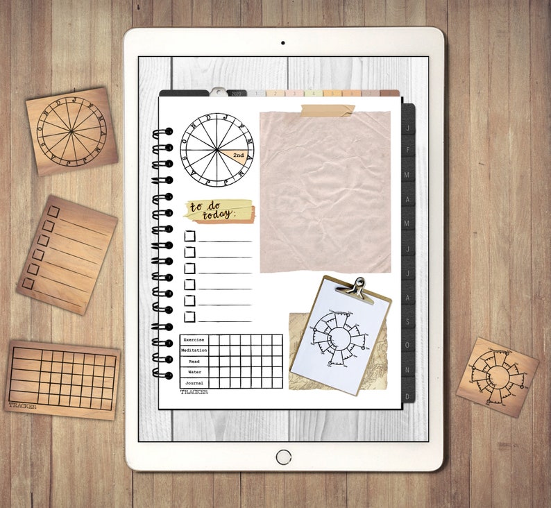 The Rubber Stamps Kit DIGITAL Planner Stickers.16 realistic clipart for digital bullet journal, goodnotes,ipad etc.The Full Moon Society. image 4