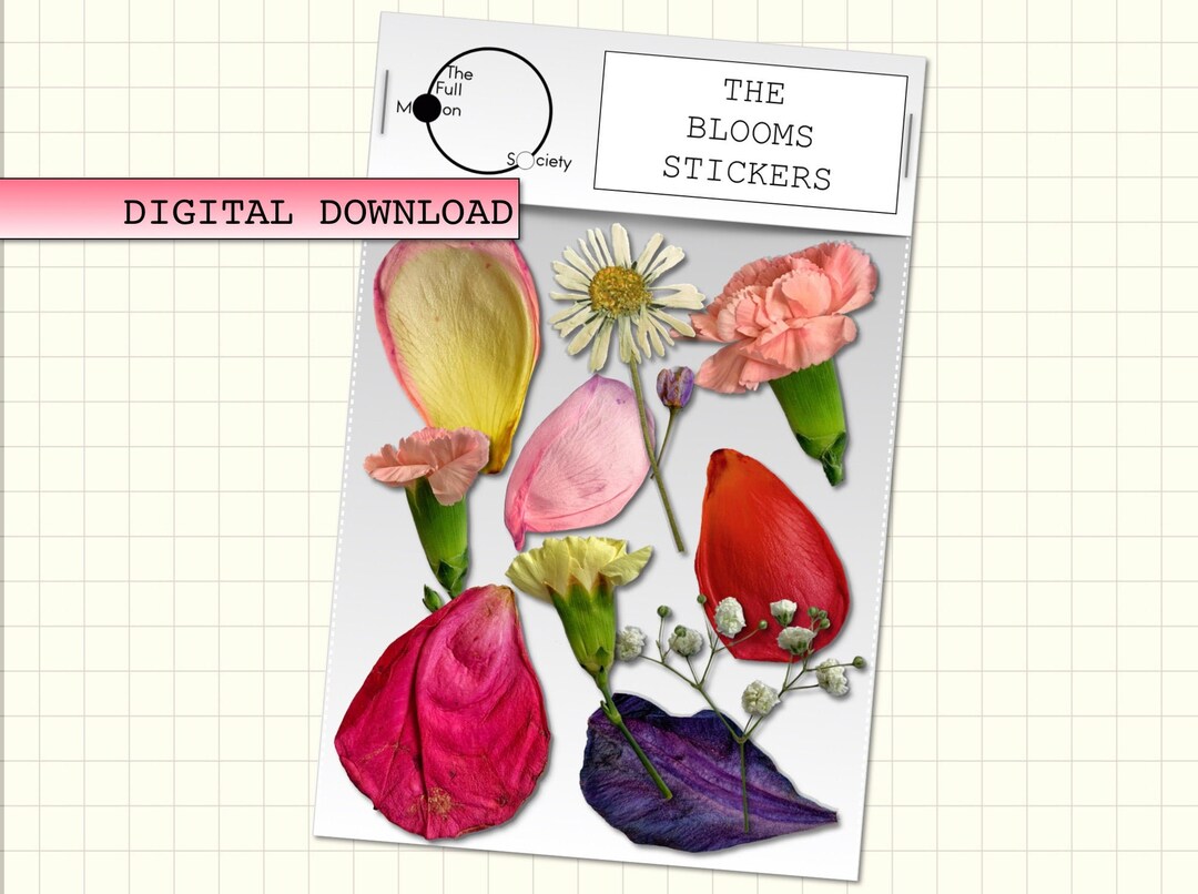 The Blooms DIGITAL Planner Stickers.11 Realistic Flowers Clipart for ...