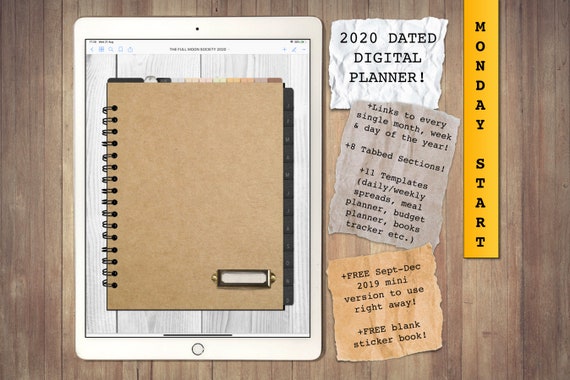 the big 2020 digital planner dated portrait bullet journal monday start for ipad free sept dec 2019 version sticker book hyperlinked planeri 2020