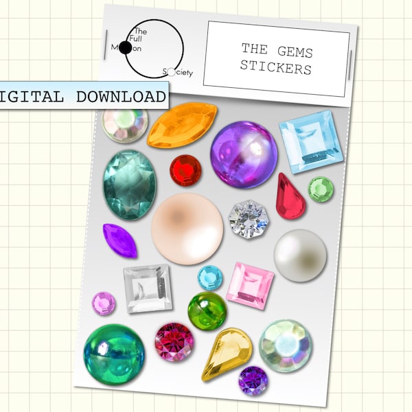 The Gems DIGITAL Planner Stickers 21 Realistic rhinestone sequins for digital bullet journal, Goodnotes, ipad + more! The Full Moon Society