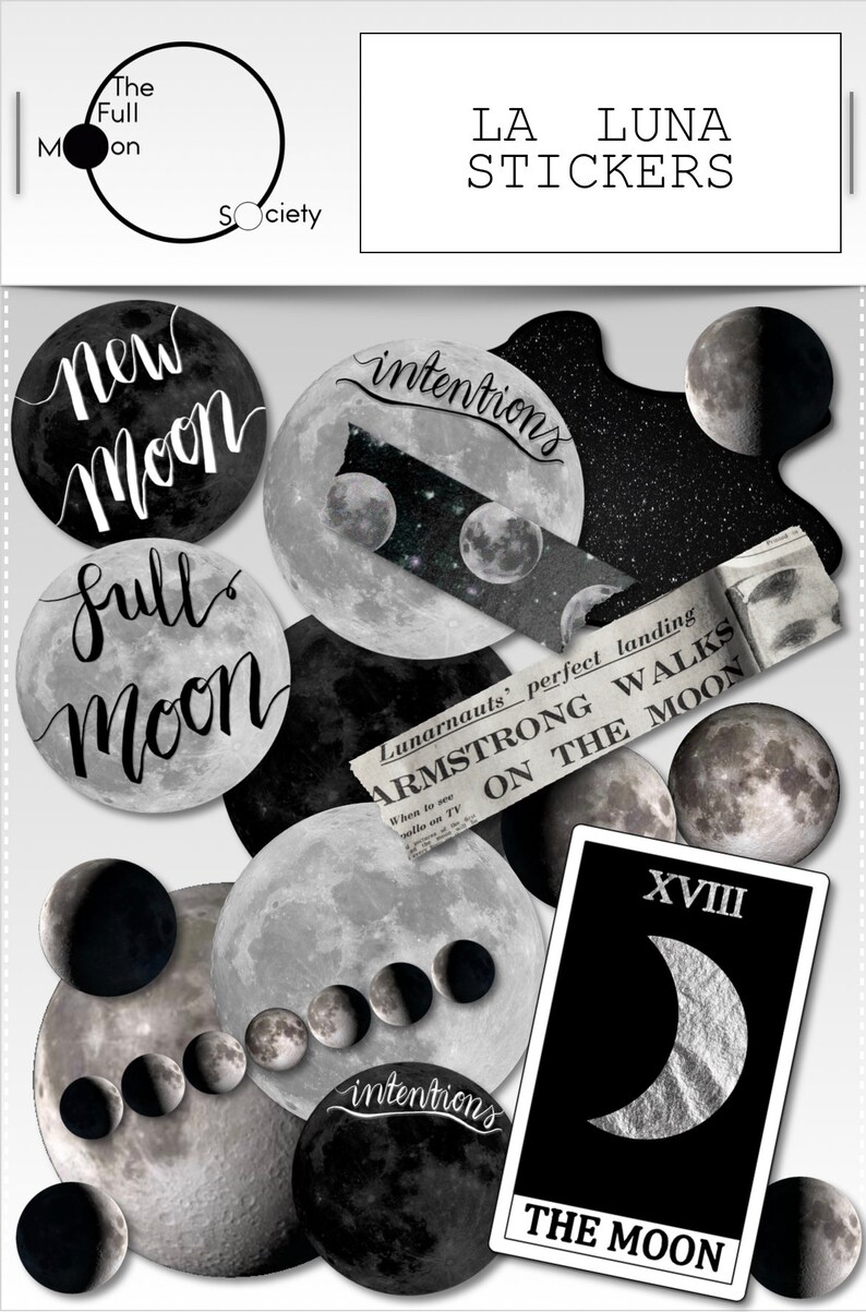 La Luna DIGITAL Planner Moons Stickers.18 Realistic Moon Etsy