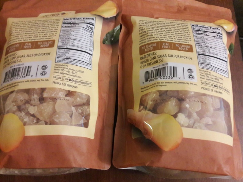 2pack Nutty & Fruity Dried Noncrystallized Ginger Chunks Snacks 32 Oz