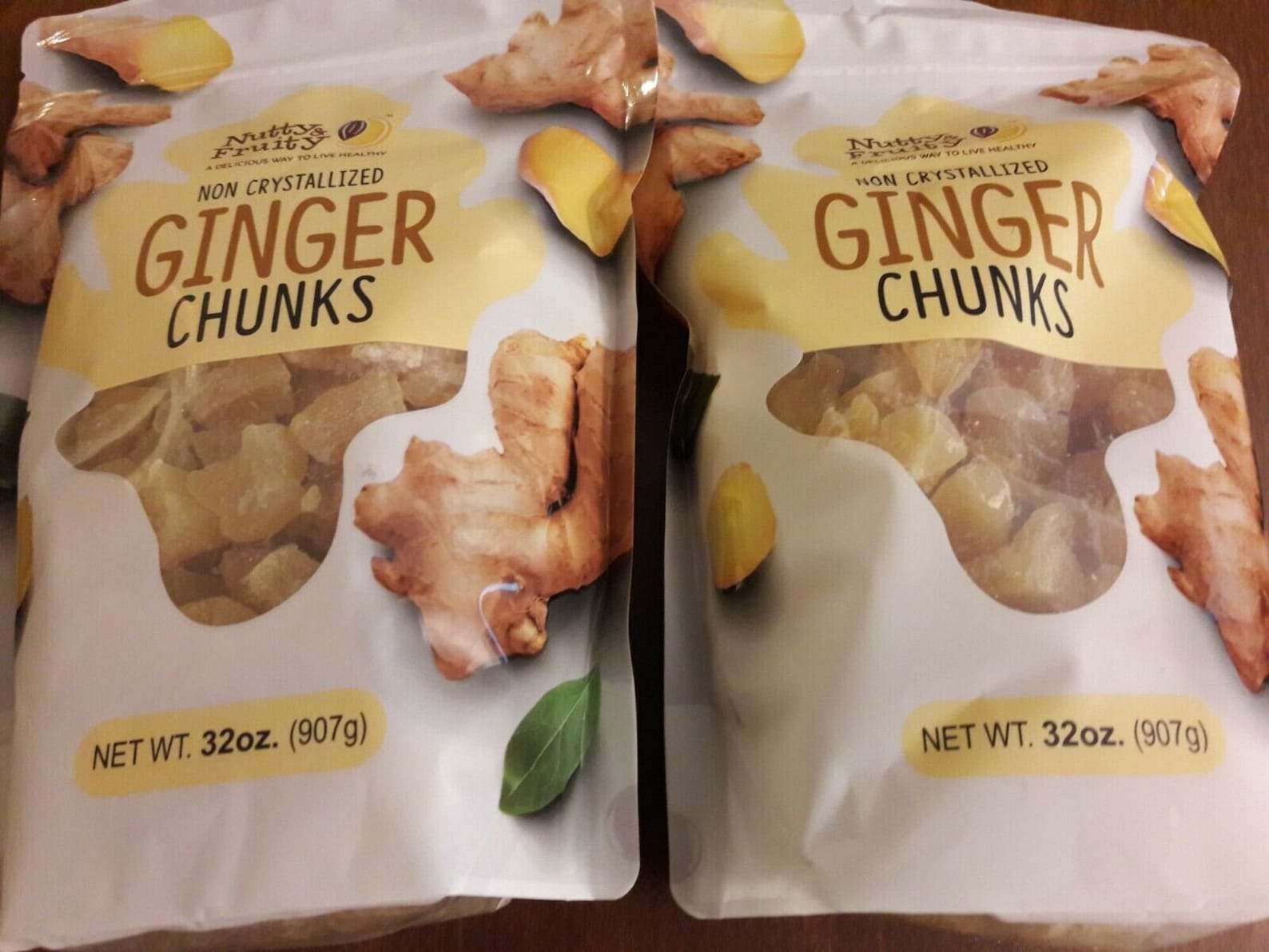 2pack Nutty & Fruity Dried Noncrystallized Ginger Chunks Snacks 32 Oz