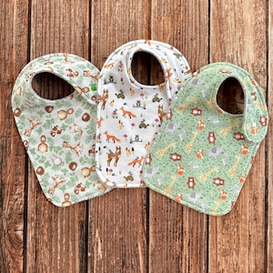Toddler Bibs, Large Infant Drool Bib, Side Snap Closure, Reversible Flannel Terry Cloth, Two Layer Clothing Protector, Special Needs Bib