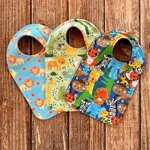 Toddler Bibs for Older Infant, Large Infant Bibs, Side Snap Bib, Drool Bib, Reversible Terry Cloth Bib, Two Layer Clothing Protector