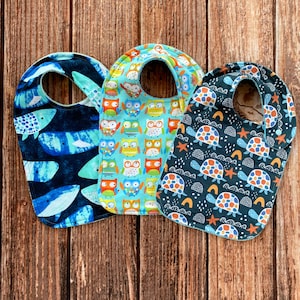 Toddler Bibs, Large Infant Drool Bib, Side Snap Closure, Reversible Flannel Terry Cloth, Two Layer Clothing Protector, Special Needs Bib