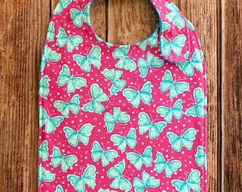 Flannel Terry Cloth Adult Bib, Clothing Protector, Two Size and Closure Options, Senior Bib