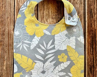 Floral Flannel Adult Bib, Terry Cloth Reverse, Clothing Protector, Multiple Sizes, Double Layer, Senior Bib