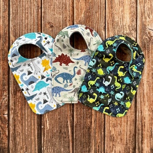 Toddler Bibs - Large Infant Bibs - Baby Gift - Shower Gift - Baby Boy Gift - Side Snap Bib - Girl Bibs - Dinosaur Bibs - Clothing Protector