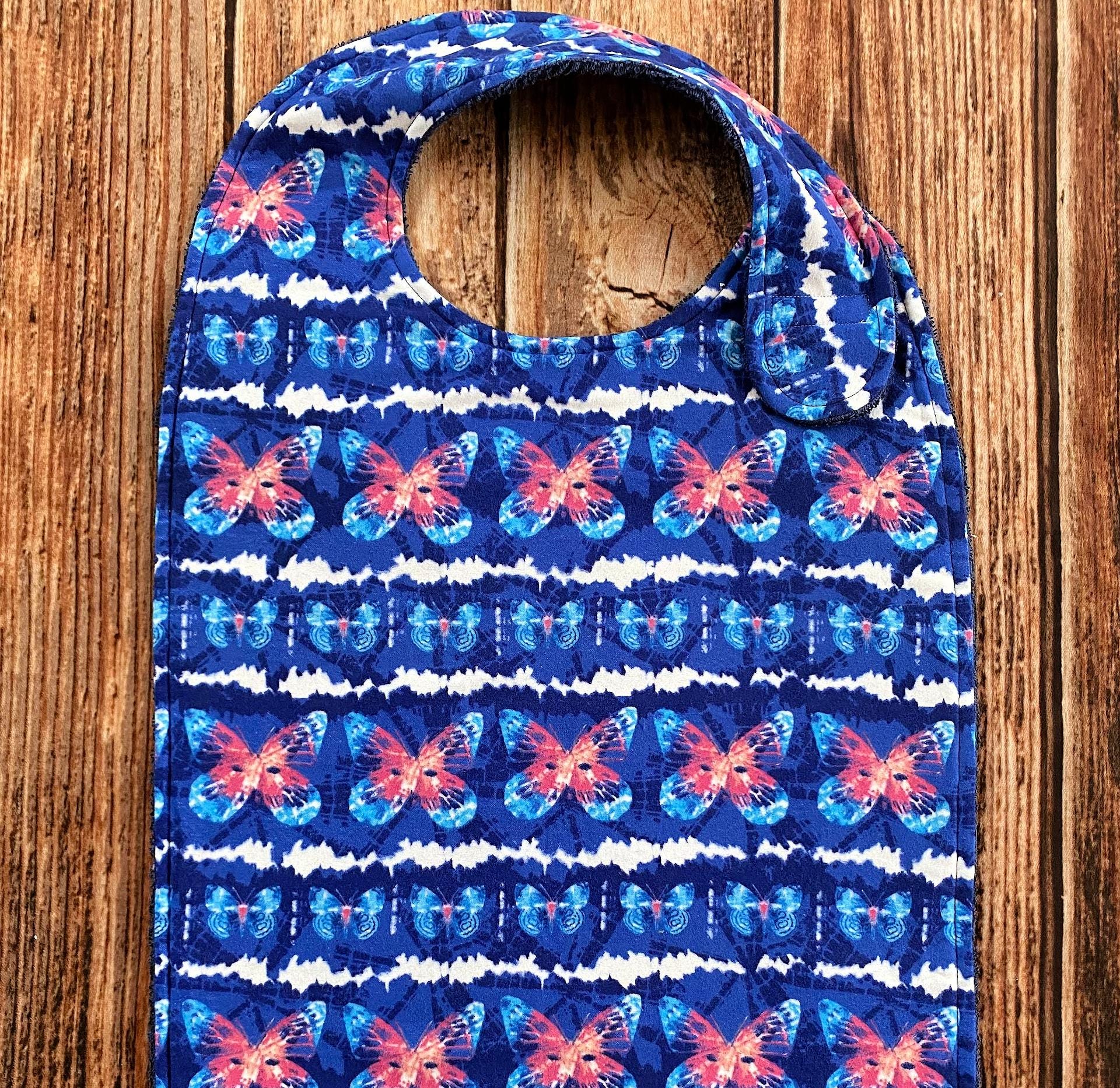 Adult Bib - Adult Bib Woman - Special Needs - Clothing Protector - Senior Bib - Terry Cloth - Hook and Loop - Snap - Shirt Protector - Gift