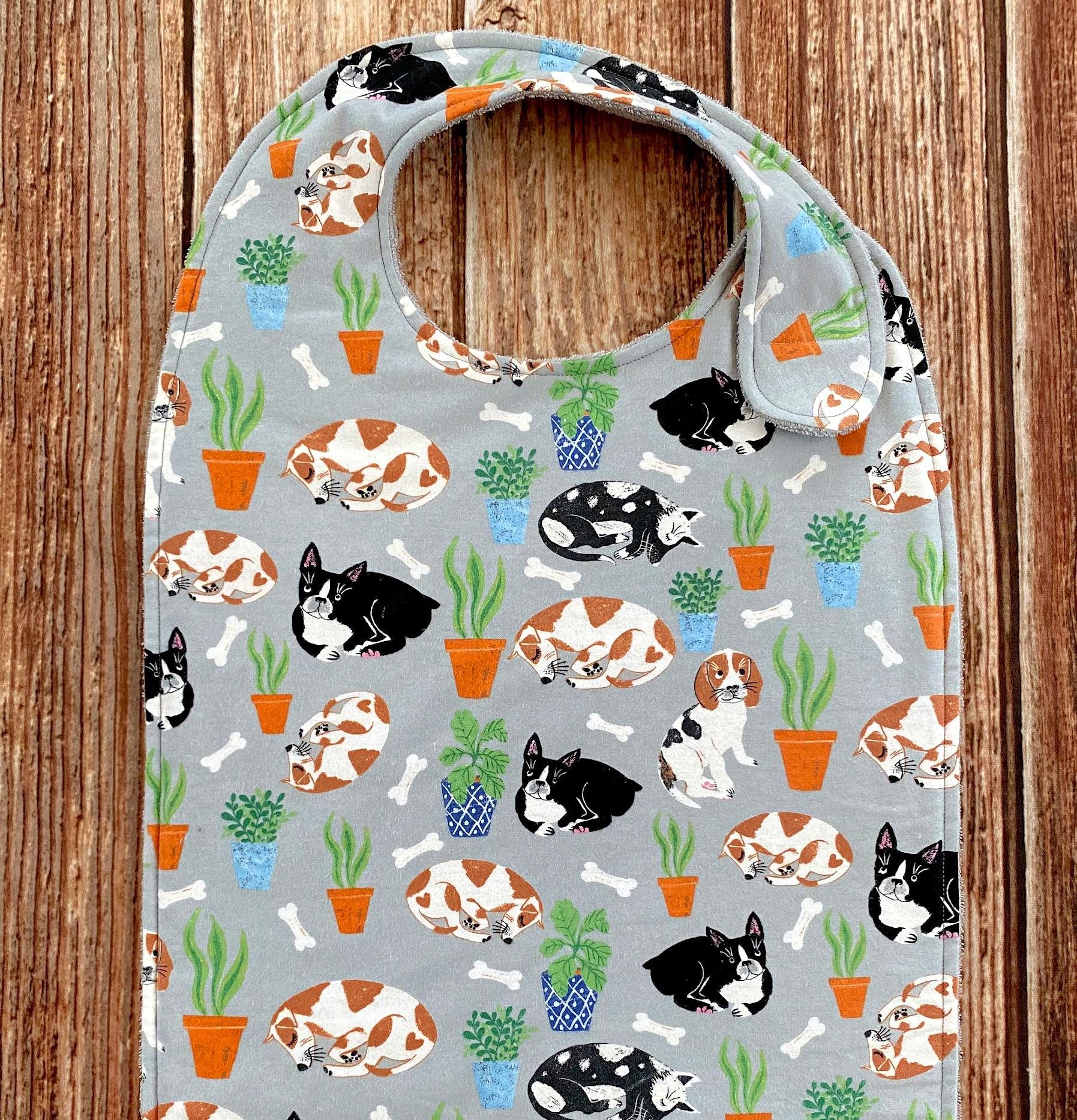Flannel Adult Bib, Terry Cloth Backing, Clothing Protector, Two Sizes…