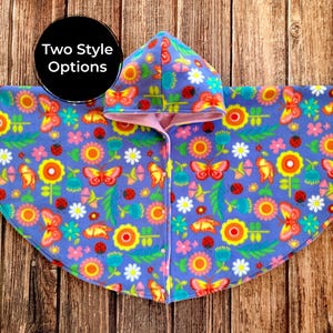 Reversible Hooded Car Seat Poncho Girl - Floral Two Layer Toddler Car Blanket - Child Gift