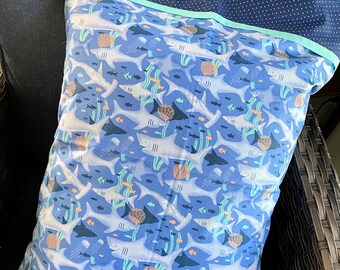 Shark Cotton Pillowcase, Shark Bedding, Child Birthday Gift, Standard/Queen/King, Bed Pillow Cover