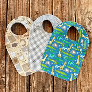 Toddler Bibs, Large Infant Drool Bib, Side Snap Closure, Reversible Flannel Terry Cloth, Two Layer Clothing Protector, Special Needs Bib