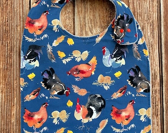 Flannel Adult Bib, Absorbent Terry Cloth Backing, Clothing Protector, Two Sizes, Senior Cover-Up, Two Closure Options