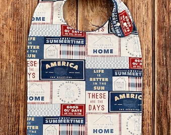 Flannel Adult Bib, Terry Cloth Backing, Special Needs Clothing Protector, Two Sizes and Closure Options