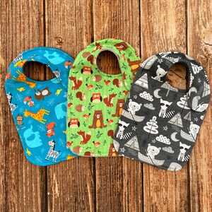 Toddler Bibs, Large Infant Drool Bib, Side Snap Closure, Reversible Flannel Terry Cloth, Two Layer Clothing Protector, Special Needs Bib