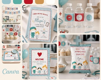 Future Doctor Birthday Party Kit Editable Canva Template, Little Hospital Heroes Decorations, Nurse Party & Activity Sheets, Doctors Party