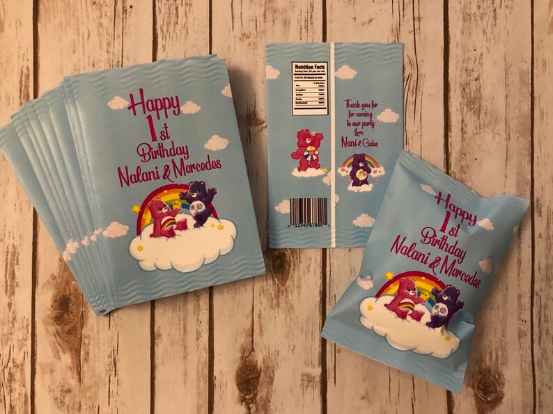 Bear Theme Care Chip Bags Personalized Birthday Party Etsy